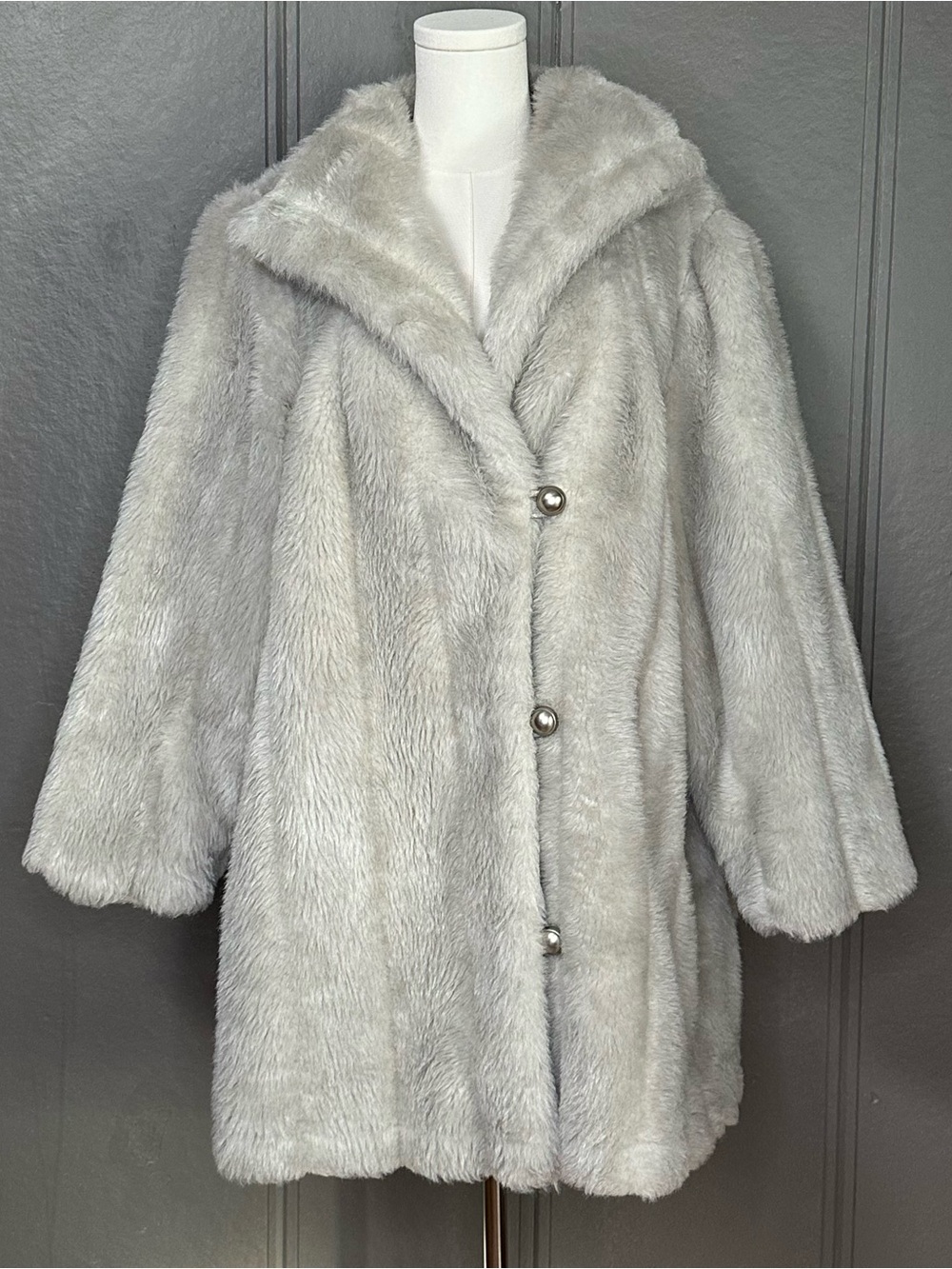 Vintage Union Made Gray Faux Fur Coat